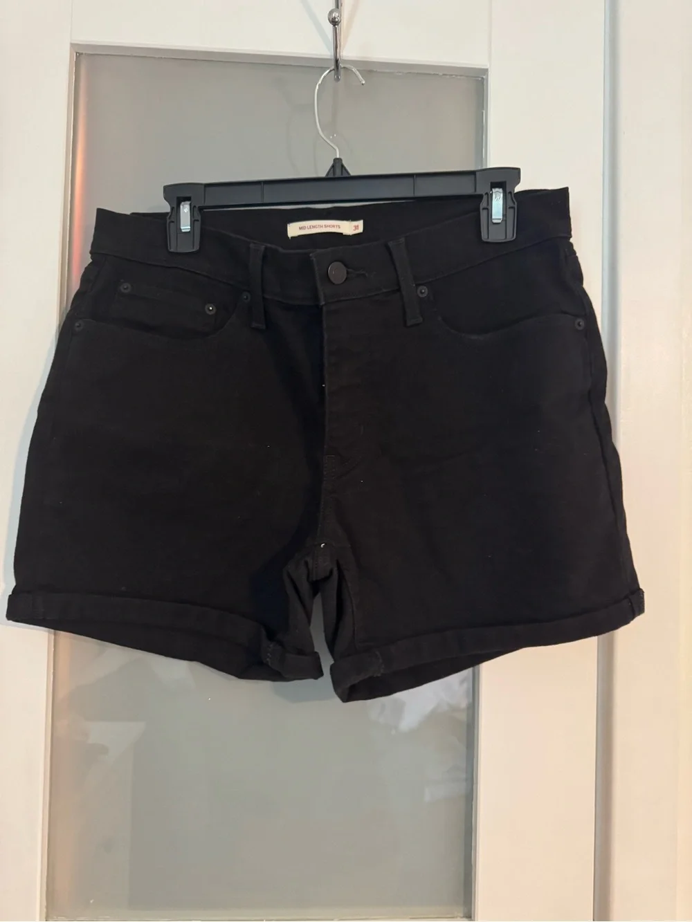 Levi's Black Denim Roll-Cuff Shorts